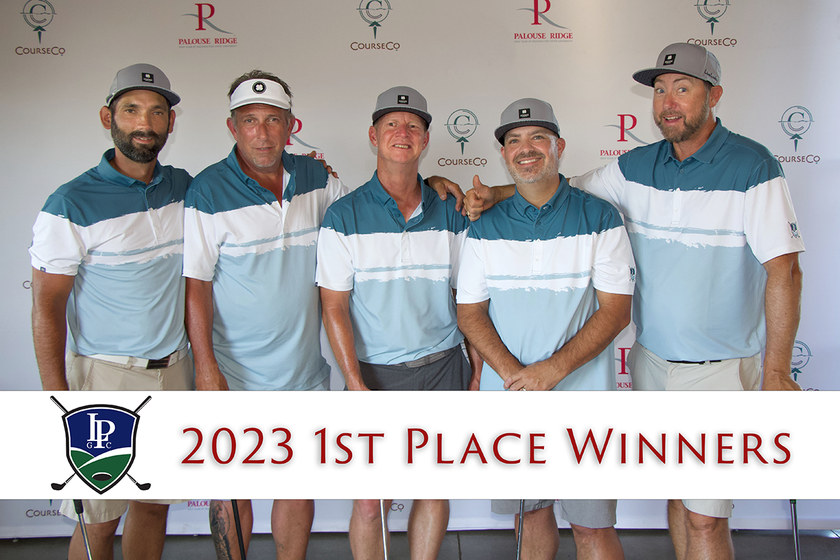 Las Positas Golf Course, 2023 1st place WINNERS headline over photo of team